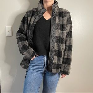 NWT Abercrombie & Fitch Plaid Sherpa Zip-up